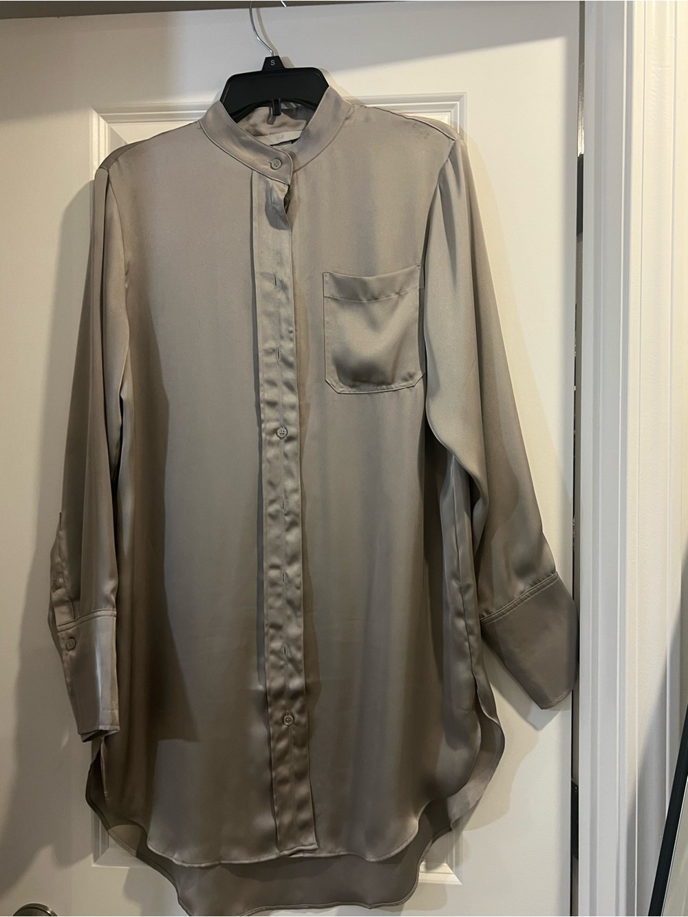 H&M Taupe Long Sleeve Satin Blouse - Picture 2 of 2